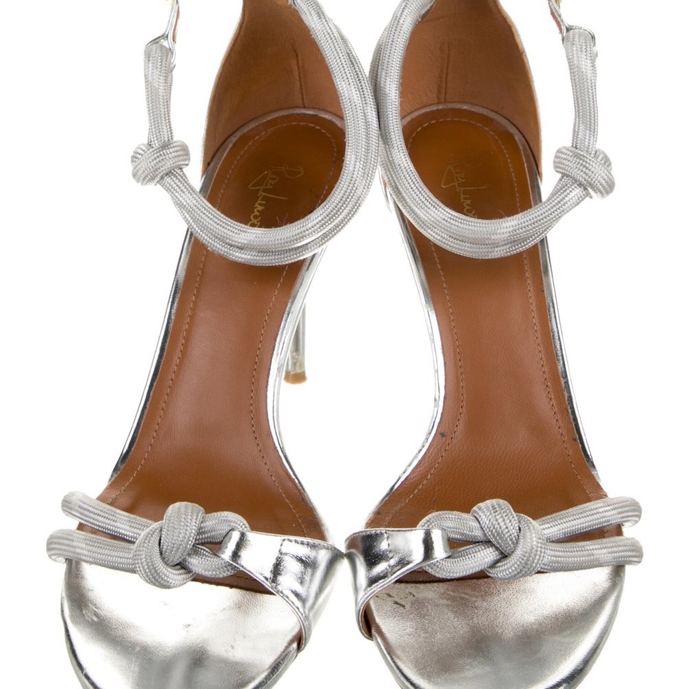 Malone Souliers Silver Stiletto Heels with Metallic Straps